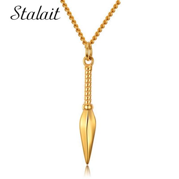 

pendant necklaces fashion hip-hop rock men's spearhead necklace stainless steel titanium jewelry for locomotive, Silver