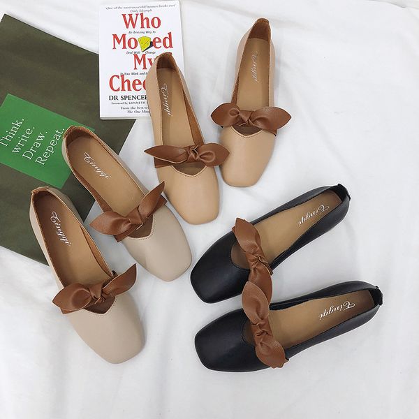 

sandals women simple single shoes bow-knot ladies solid slip-on loafers shallow ballet flat low heel wedding party dress 4wac, Black