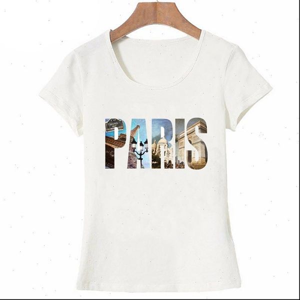 

vintage i love paris women print girl summer fashion casual tee, White