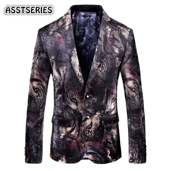 

men's suits & blazers luxury blazer male europe size party prom toastmaster men suit jacket fashion slim fit lion pattern desig for man, White;black