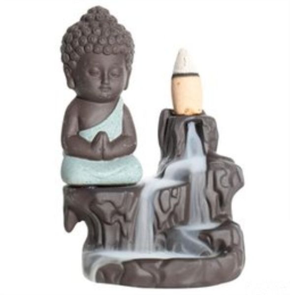 

1 pcs incense burner holder handmade ceramic lotus backflow buddhist aromatherapy smoke backflow