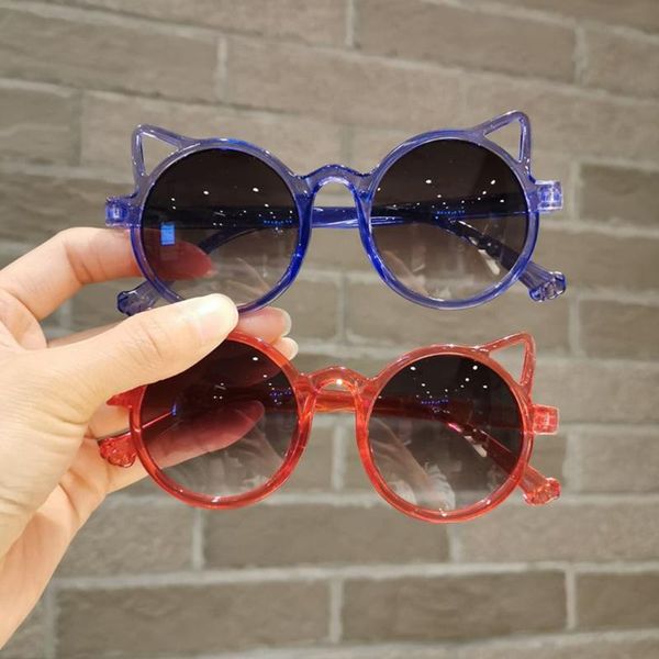 

sunglasses children's colors cartoon sun glasses cat ears round personality uv protection kids eyewear, Blue
