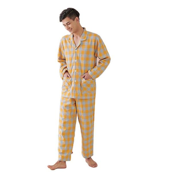 

men's sleepwear couple pajamas spring simple long-sleeved trousers home service suit loose and comfortable women, Black;brown