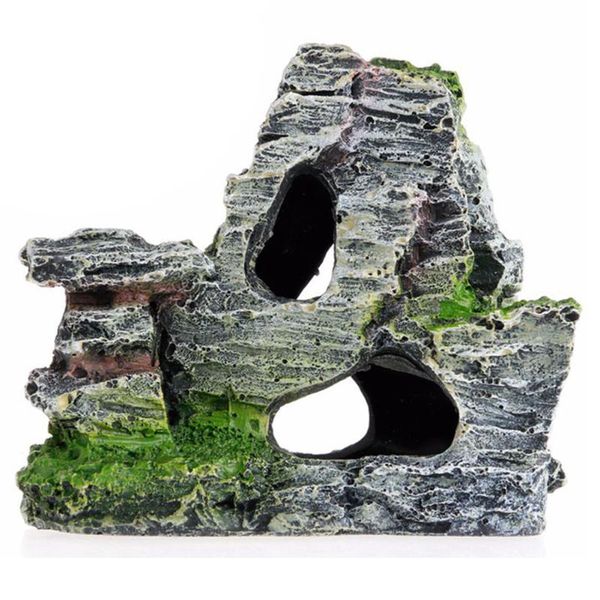 

artificial moss hiding cave mountain view underwater fish tank ornament landscaping craft living room resin aquarium rockery decorations