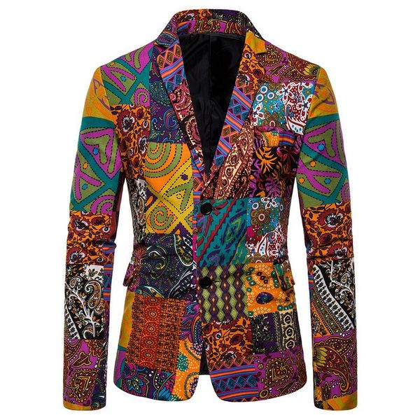 

men's suits & blazers men fashion suit coat casual clothes mens vintage ethnic printed dress floral slim fit blazer jacket, White;black