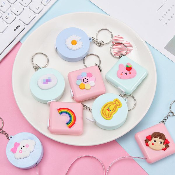 

cute cartoon mini tape portable ring sizers measure soft tool 1.5m length body measuring ruler inch sewing tailor