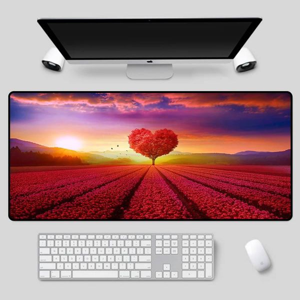 

mouse pads & wrist rests xgz exquisite large size pad red romantic scenery table love series high-quality keyboard