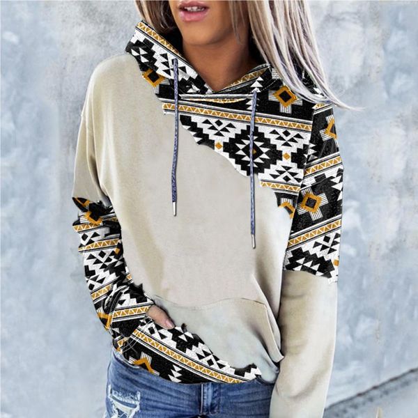 

women's hoodies & sweatshirts female western ethnic print sweatshirt hoodie spring autumn casual long sleeve pullover * natal, Black