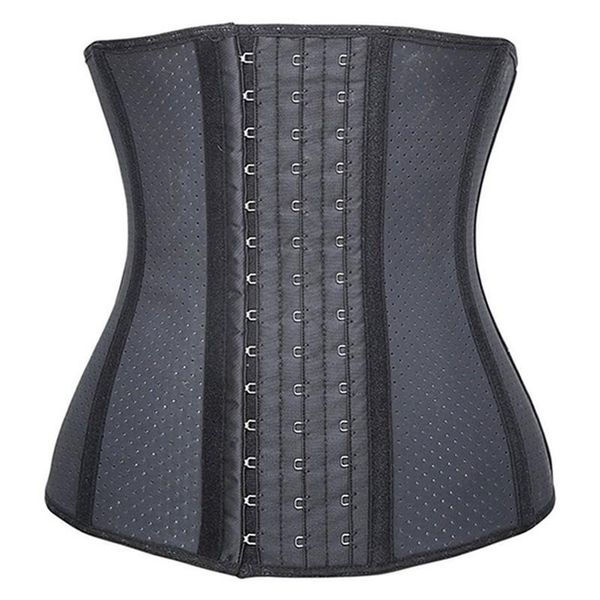 

women's shapers women latex waist cinchers ladies corset shaper band body building front buckle three breasted dropship support slim be, Black;white