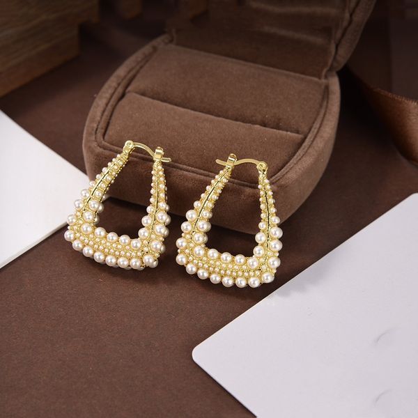 

2021 luxury designer jewelry / d's pearl earrings for women, Golden;silver