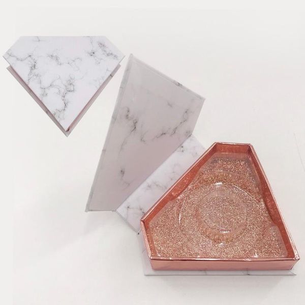 

empty marble lash case rose gold box 3d mink eyelash diamond box1