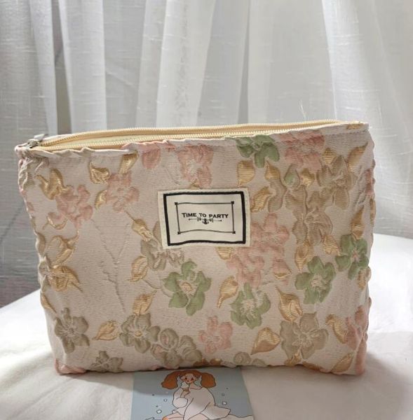 

cosmetic bags women canvas floral prints large capacity clutch makeup bag