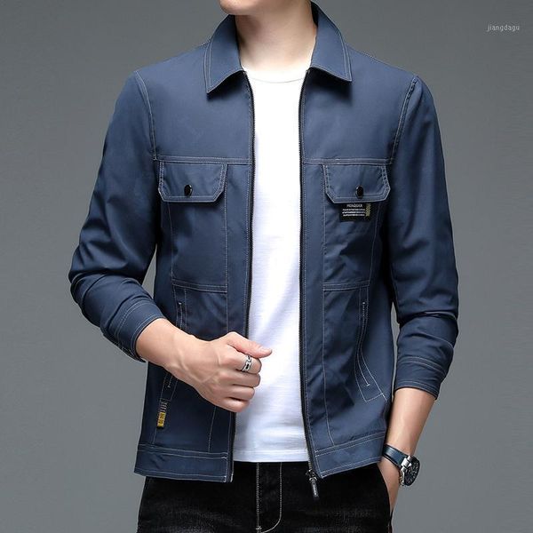 

men's jackets grade brand casual fashion lapel mens streetwear jacket multipocket windbreaker autumn stylish coat men clothing, Black;brown