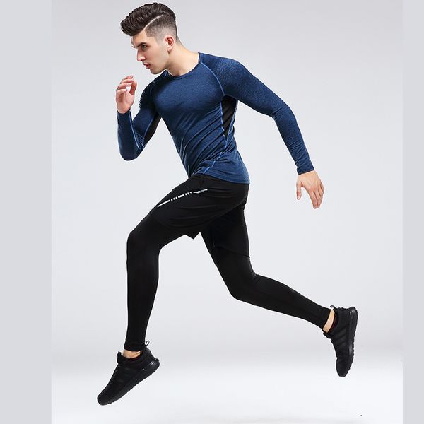 

elastic three tracksuits men's piece fitness sports suit tights, Gray