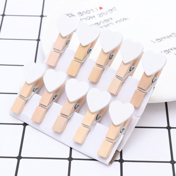

clothing & wardrobe storage 30pcs mini heart clothespin wooden clips po craft for hanging pos painting artwork (white)