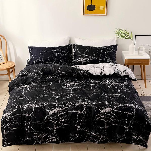 

bedding sets printed marble set for bedroom soft bedspreads double bed comfortable duvet cover quality quilt and 2 pillowcases