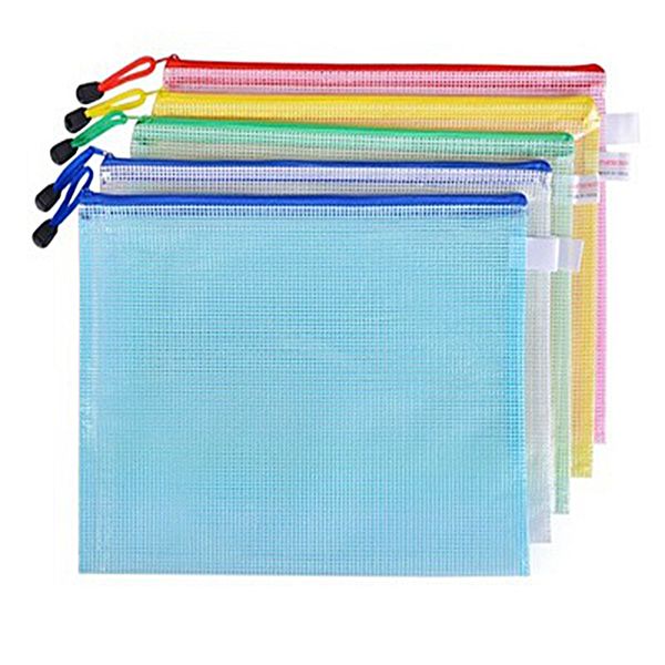 

file bag waterproof plastic zipper stationery pencil storage bags student school office supplies a4 size