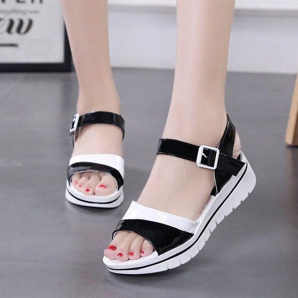 

summer women's shoes female wedge sandals all-match breathable women sandal beach woman footwear plus size, Black