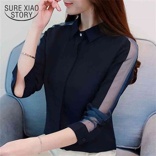 

fashion women blouses spring chiffon shirt long sleeve shirts white s and 1982 50 210506