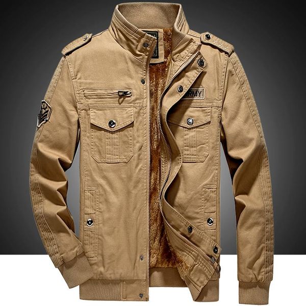

winter jacket men fleece cotton windbreaker military jackets outwear multi-pocket flight cargo male business coats men's, Black;brown