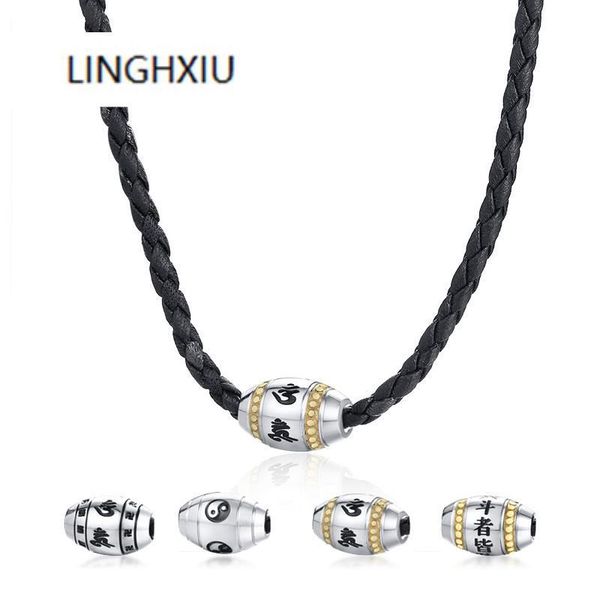 

pendant necklaces stainless steel bead men choker mantra yinyang taichi buddhist male necklace thai silver color rope chains jewelry