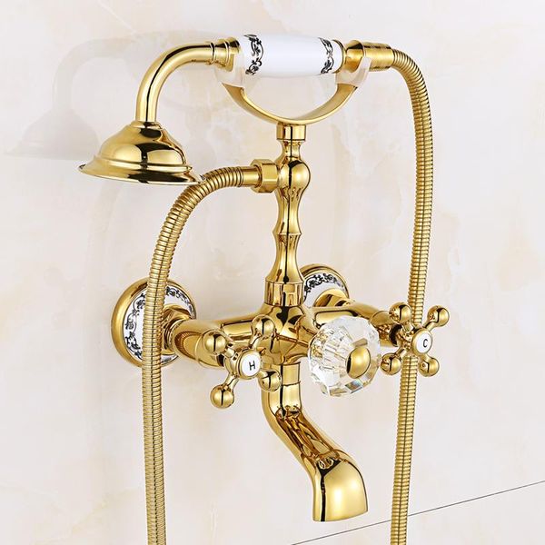 

bathroom sink faucets wall mount european antique shower faucet gold polsh brass and crystal retro set di2