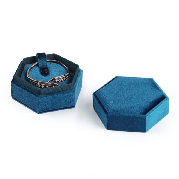 

gift wrap bracelet box high-quality 1 pcs 10.3x9x5.6cm delicate handmade vintage velvet pendant bule storage jewelry packaging