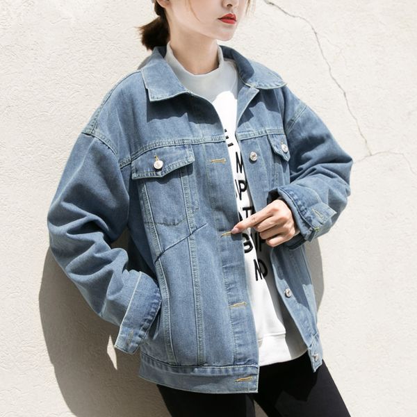 

women's jackets denim jacket women loose single breasted jeans streetwear pocket coat female washed outwear jaqueta feminina casac, Black;brown