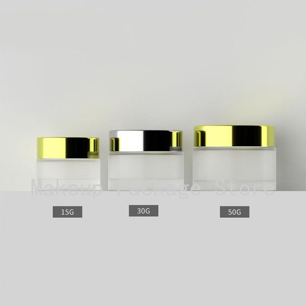 

storage bottles & jars 10pcs/lot 15g30g50g empty glass cream jar, diy cosmetic bright silver/gold refillable case,portable cont