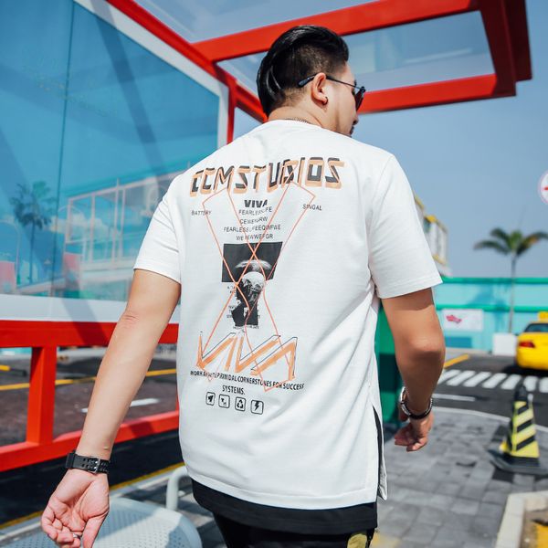

tees,polos plus-size fashion man 2023136 | chao brand large men's short sleeve t-shirt pure cotton summer fattening printed loose