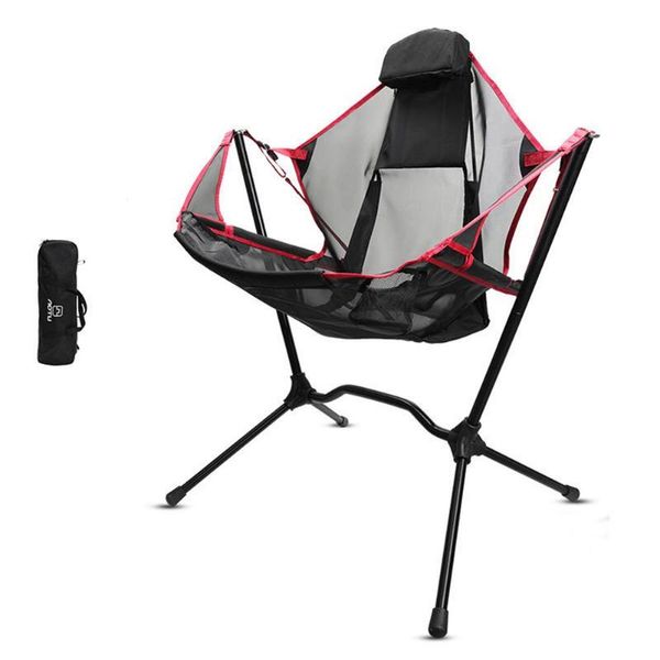

camping chair durable portable foldable breathable comfortable rocking with pillow for outdoors fishing accessories