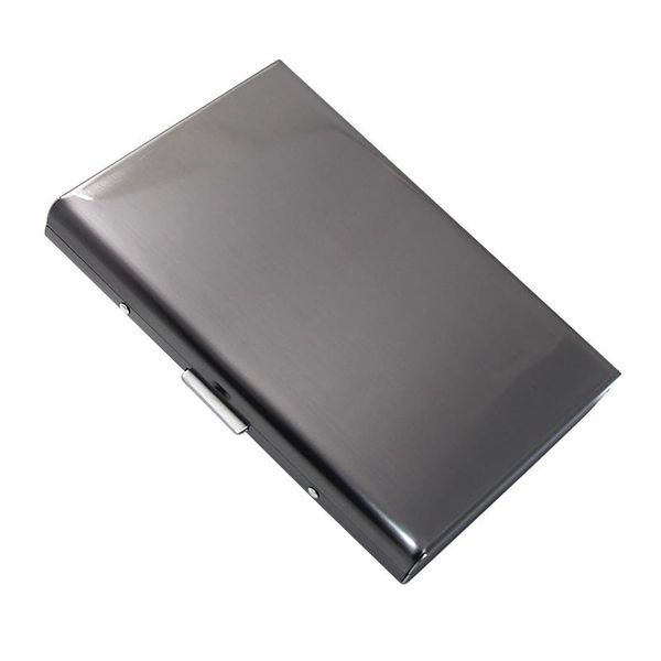 

card holders slim anti theft stainless steel wallet travel portable 6 slots protective case business id storage holder gift, Brown;gray