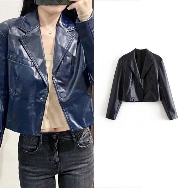 

women's jackets spring and autumn short leather jacket slim coat, Black;brown