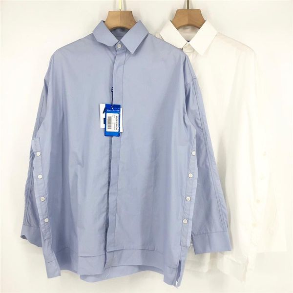 

men's casual shirts oversize men women 1:1 cutting double hem adererror shirt slightly blouse side button ader error, White;black