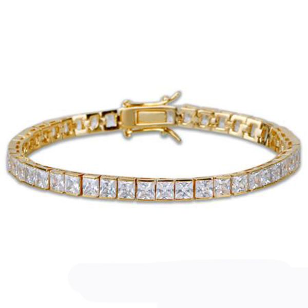 

7inch hip hop men bracelet silver/gold iced out 1 row rhinestones chain bling crystal bracelet women 20cm, Black