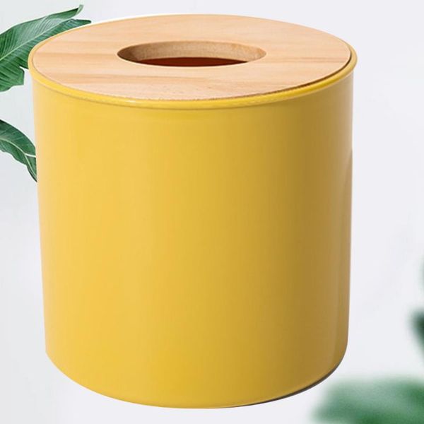 

1pc round shape napkin case removable wood cover tissue box holder toilet roll paper storage organizer for home car offi boxes & napkins