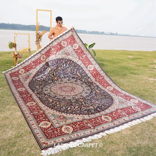 

carpets 8'x11' stock hand knotted persian silk carpet handmade china (zqg441a)