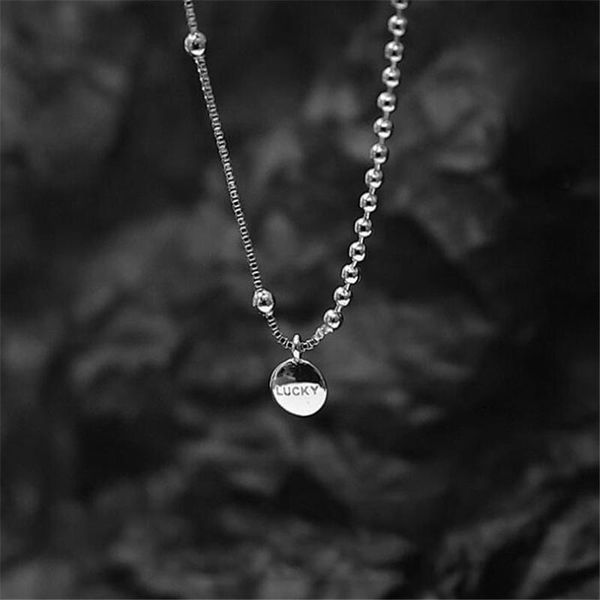 

lucky letter choker necklace for women lady sliver color clavicle chain exquisite jewelry gift pendant necklaces, Silver