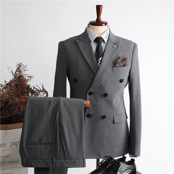 

men's suits & blazers oimgmen's double-breasted suit two-piece korean style slim business trendy handsome, White;black