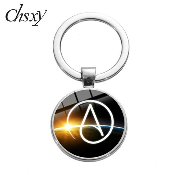 

keychains chsxy unique creative design atheism symbol atom key chain art po glass dome car keychain bags ring jewelry gifts, Silver