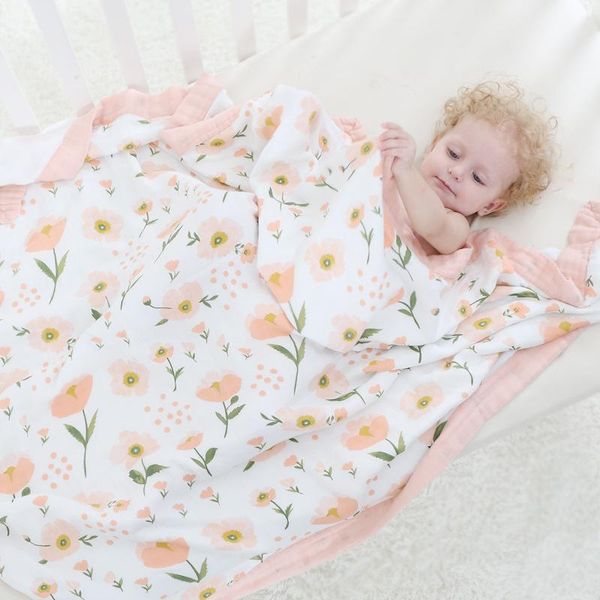 

four layer 100% bamboo fiber blanket for born baby swaddling super comfy bedding blankets swaddle wrap babies muslin &