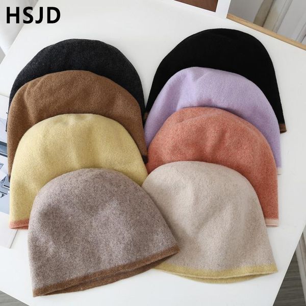 

wide brim hats solid color woolen dome bucket hat autumn winter women warm fashion bowler female casual foldable fisherman's, Blue;gray