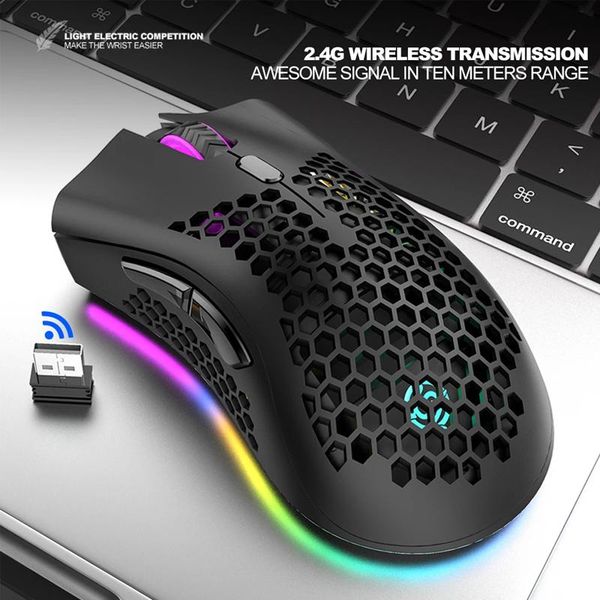 

mice wireless mouse bluetooth 2.4g computer rgb adjustable backlit honeycomb ergonomic for lappc gamer
