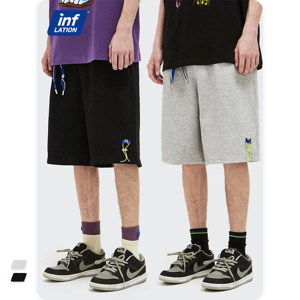 

shorts inf men's wear | 2021 spring and summer personalized street fashion brand solid color versatile casual loose sports, White;black