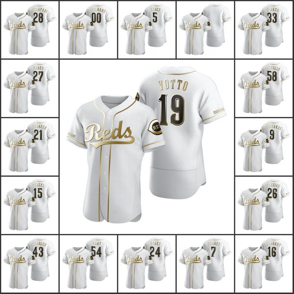 

cincinnati''reds''men women youth #19 joey votto 7 eugenio suarez 27 trevor bauer 26 raisel iglesias custom white authen