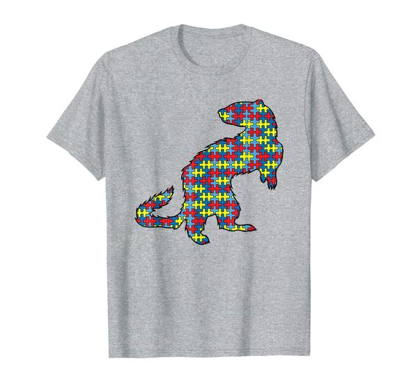 

ferret autism awareness kids weasel pet puzzle day mom gift t-shirt, White;black