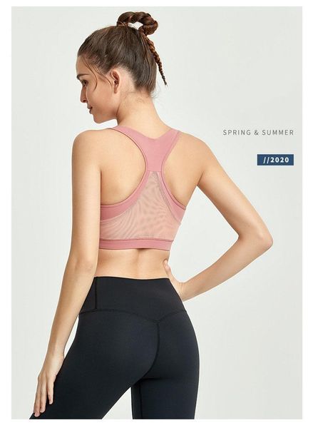 

yoga outfits net red solid color shockproof gathering sports leisure bra ladies breathable and comfortable fitness body vest inner top, White;red
