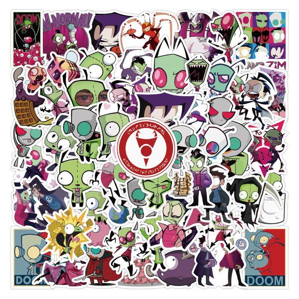 

50pcs/set invader zim cartoon small waterproof stickers for lapbook