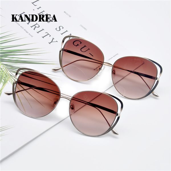 

kandrea 2020 spring new women sunglasses woman metal frame eyewear retro round big frames eyeglasses driving polarized spectacle, White;black