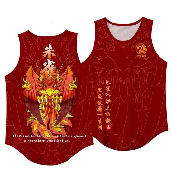 

mens chinese style burgundy print tank underwear men bodybuilding singlet sleeveless vest, White;black